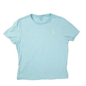 Polo Ralph Lauren Custom Slim Fit Crew Neck T shirt Men's Large Aqua Blue Preppy